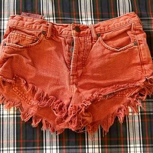 Red Free People Jean Shorts Size 24